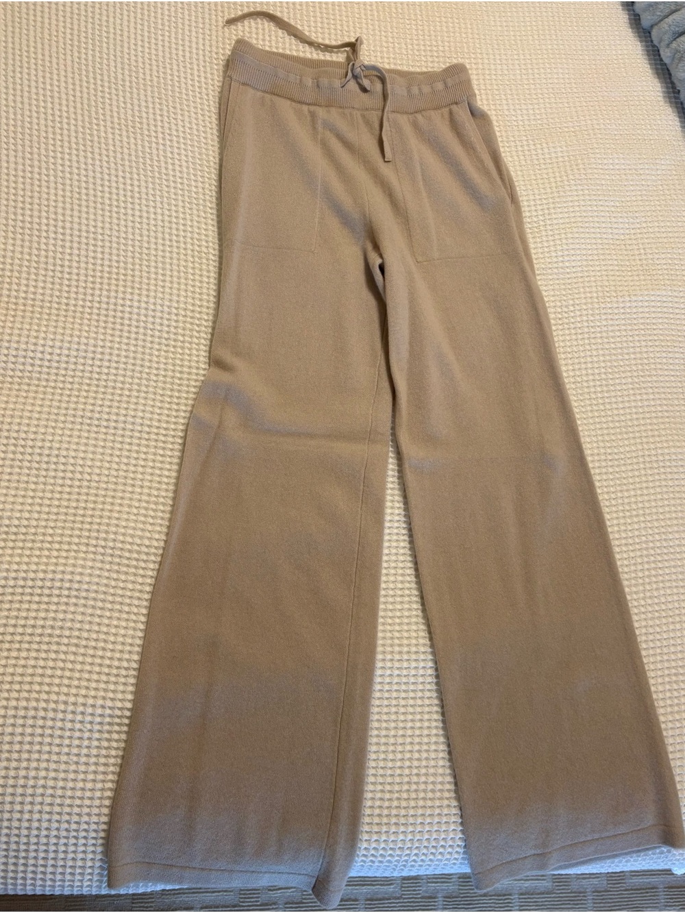 White + Warren Wide Leg Cashmere Pants in Taupe
